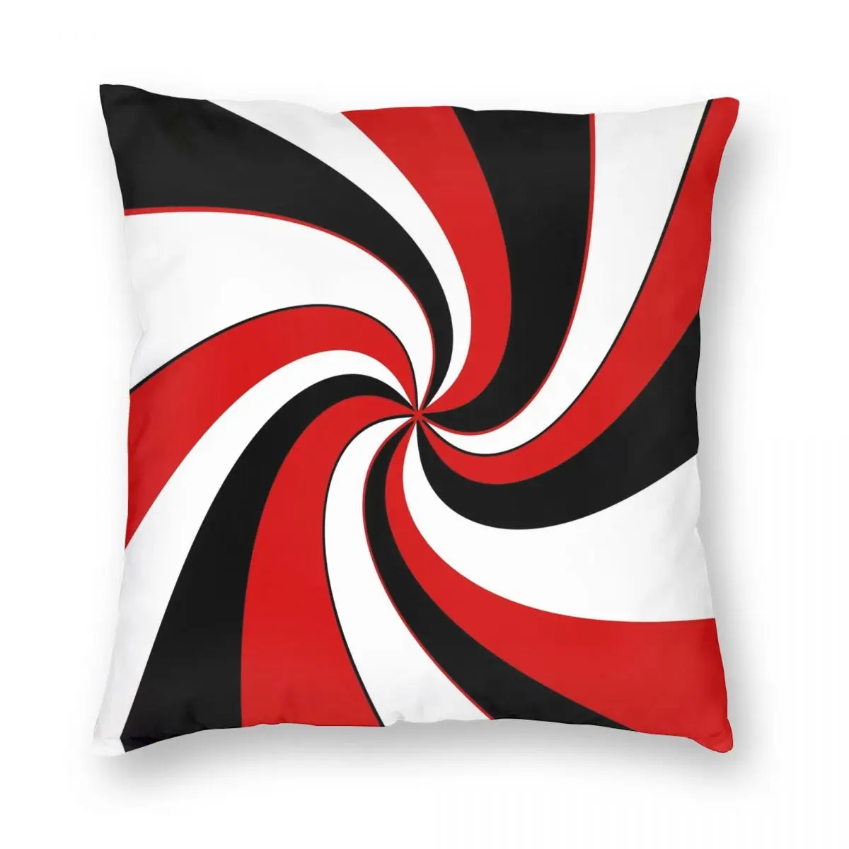 Red Black And White Twist Design Square Pillowcase Polyester Linen Velvet Pattern Zip Decor Car Cushion Cover