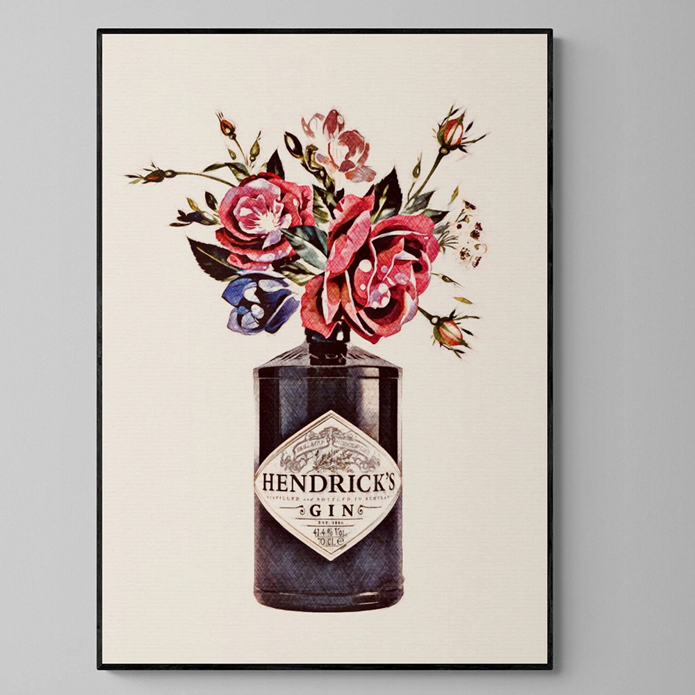 Various Vintage Rustic Floral Gin Tonic Drink Cocktail Rum Poster Prints Canvas Painting Retro Bar Kitchen Home Wall Art Decor