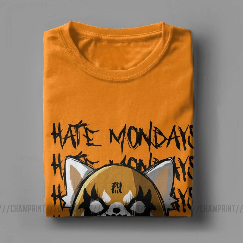 Men Aggretsuko Aggressive Retsuko I Hate Monday T Shirts 100% Cotton Clothes Funny Short Sleeve O Neck Tees Printing T-Shirts