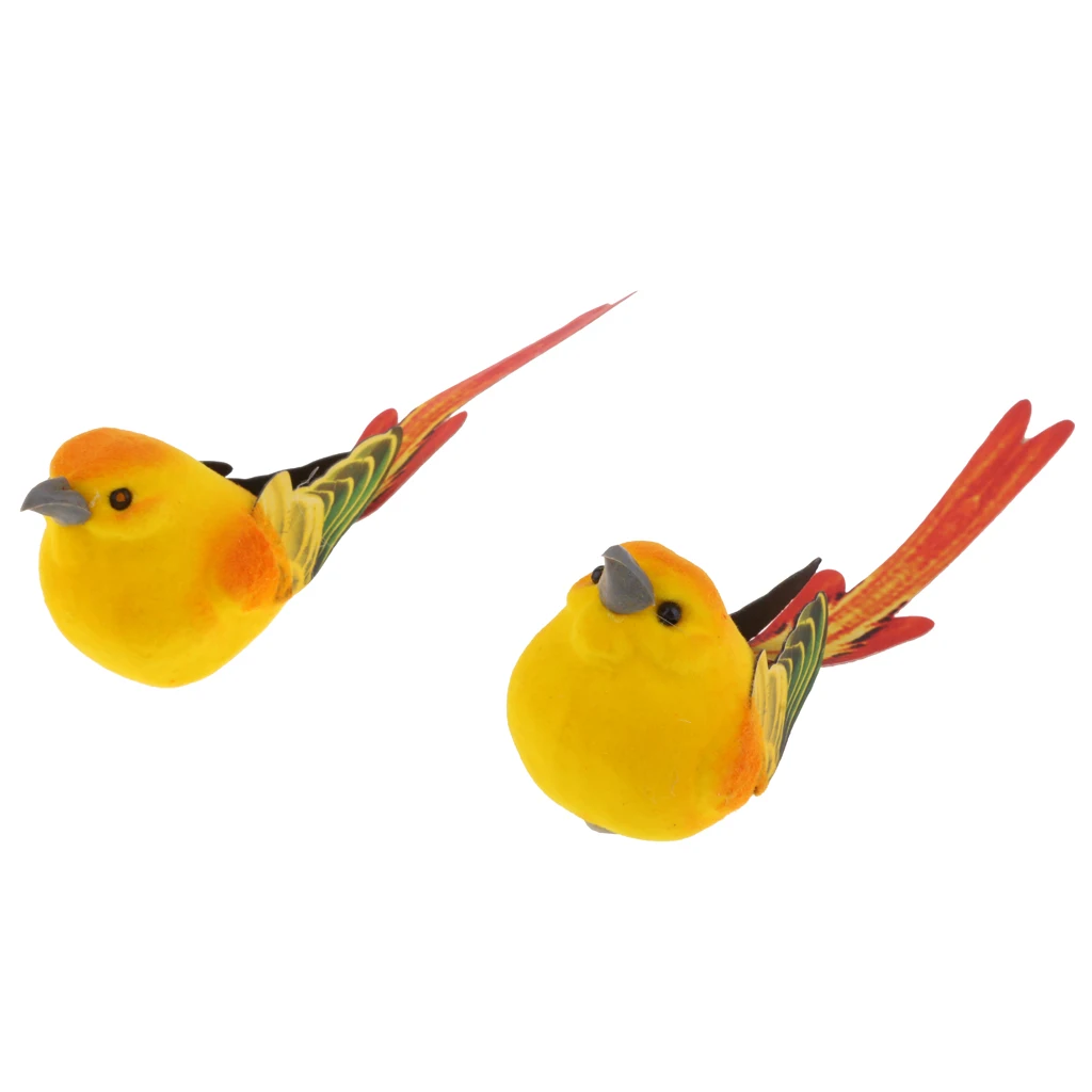 2pcs Artificial Small Birds Animal Realistic Ourdoor Garden Yard Tree Decor