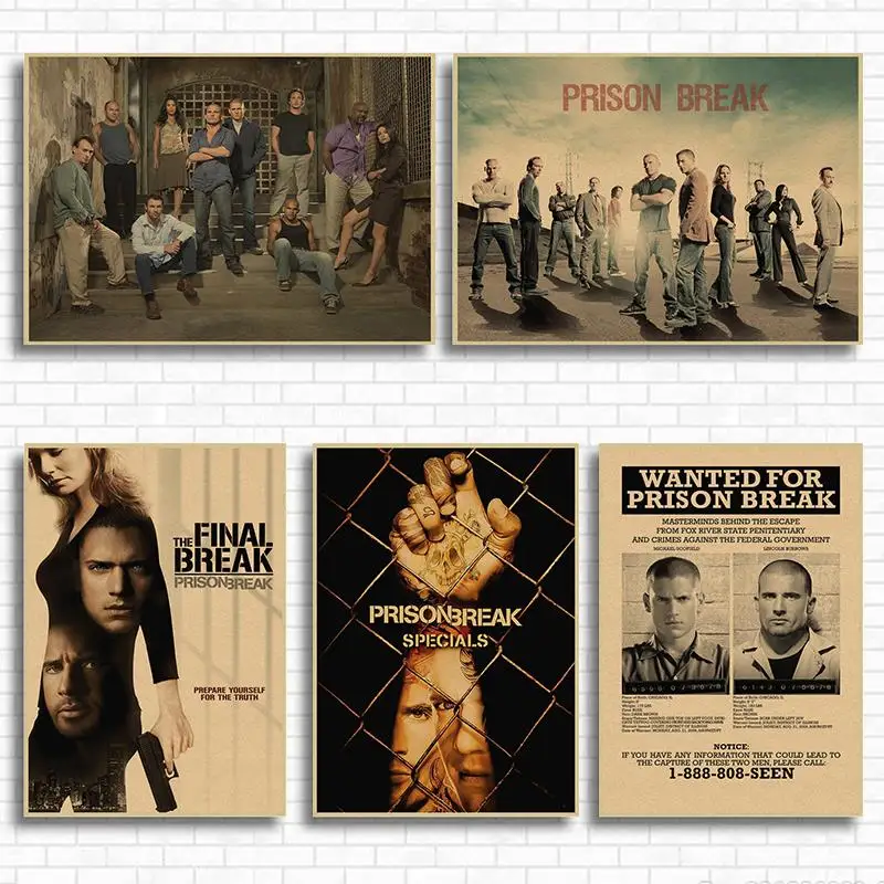 Prison Break Classic Movie Kraft Paper Poster Bar Cafe Living Room Dining room  Wentworth Miller