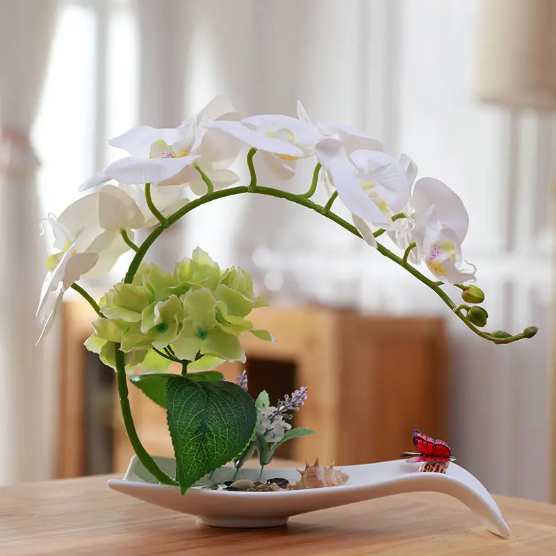 

Nordic Simulation Phalaenopsis Flower Ceramic Decoration Coffee Table Cafe Furnishing Crafts Home Livingroom Desktop Accessories