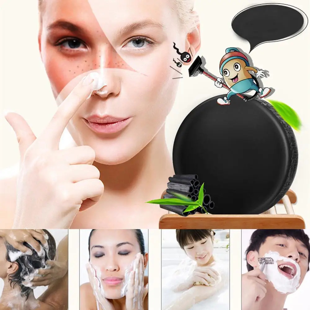 Bamboo Charcoal Essence Oil Soap Skin Care Treatment Skin Whitening Blackhead Remover Acne Treatment Oil Control Soaps T0868