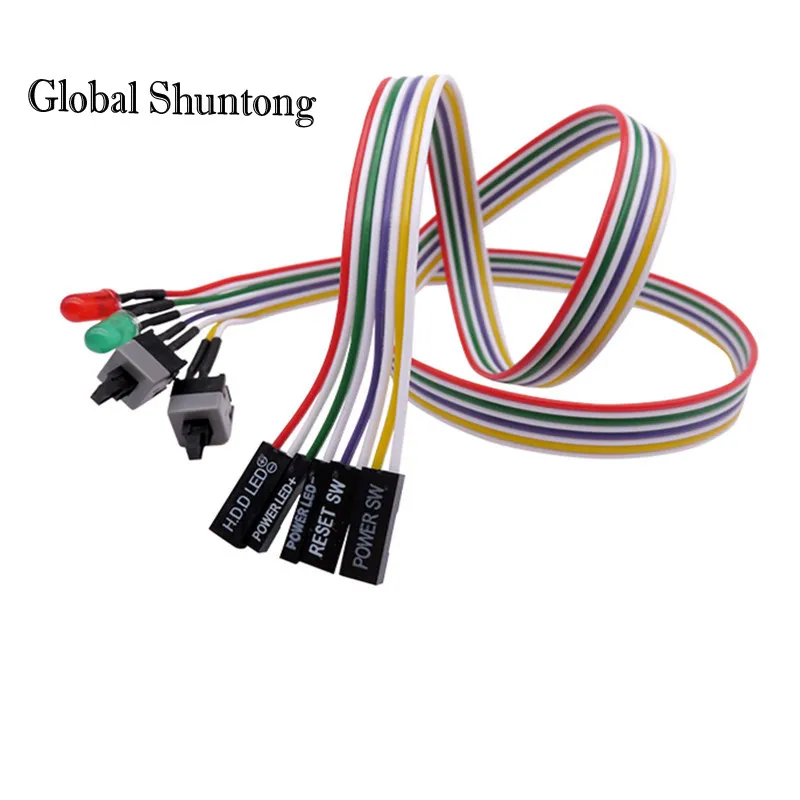 5PCS 65CM Slim  Compute Motherboard Power Cable Original On Off Reset with LED Light    Switch Push Button 