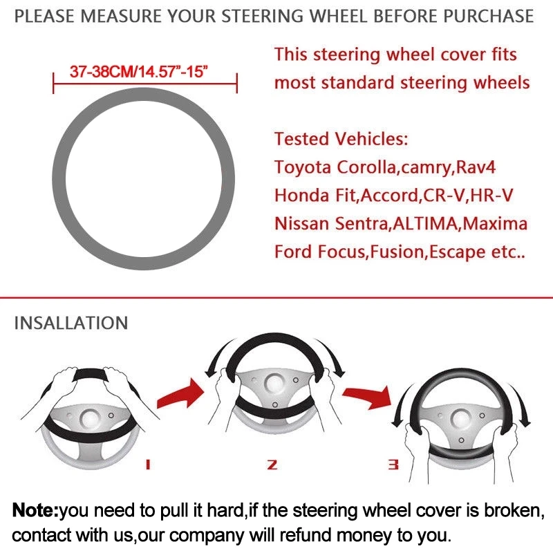 Cobertura de couro para volante em fibra de carbono, para hyundai solaris veloster ix35 kona accent i40 santa fe ioniq getz acessórios para automóveis