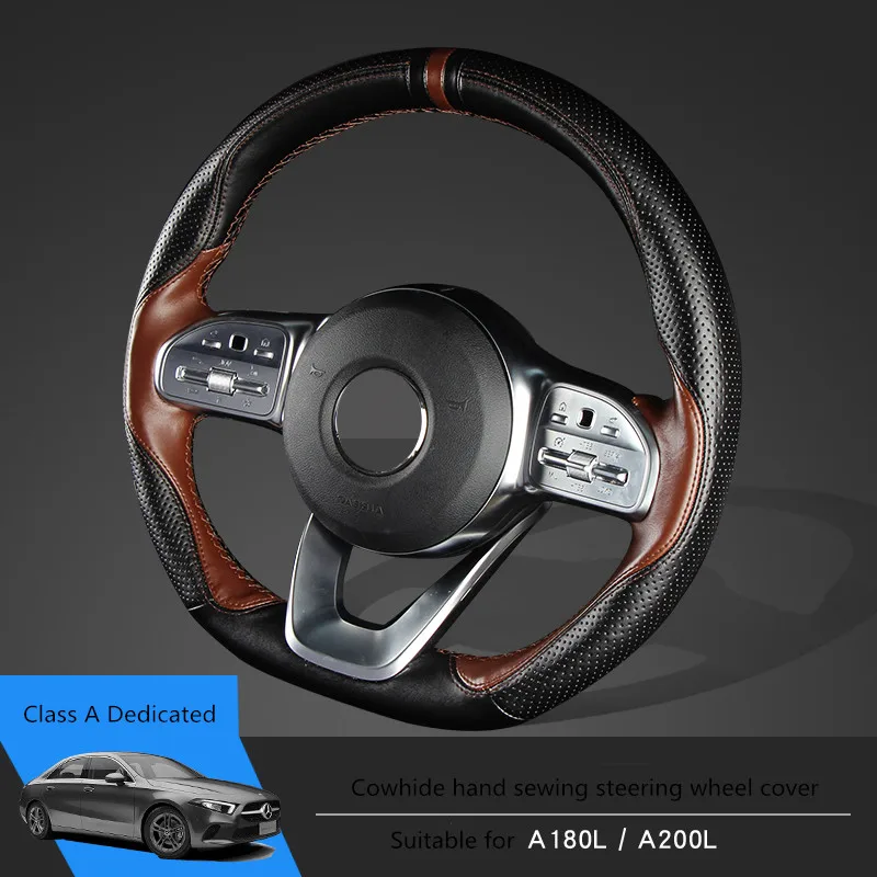 DIY Genuine leather Hand sewing Car Steering Wheel Cover For Mercedes-Benz S-Class W222 E-Class W213 C-Class W205 A-Class W177