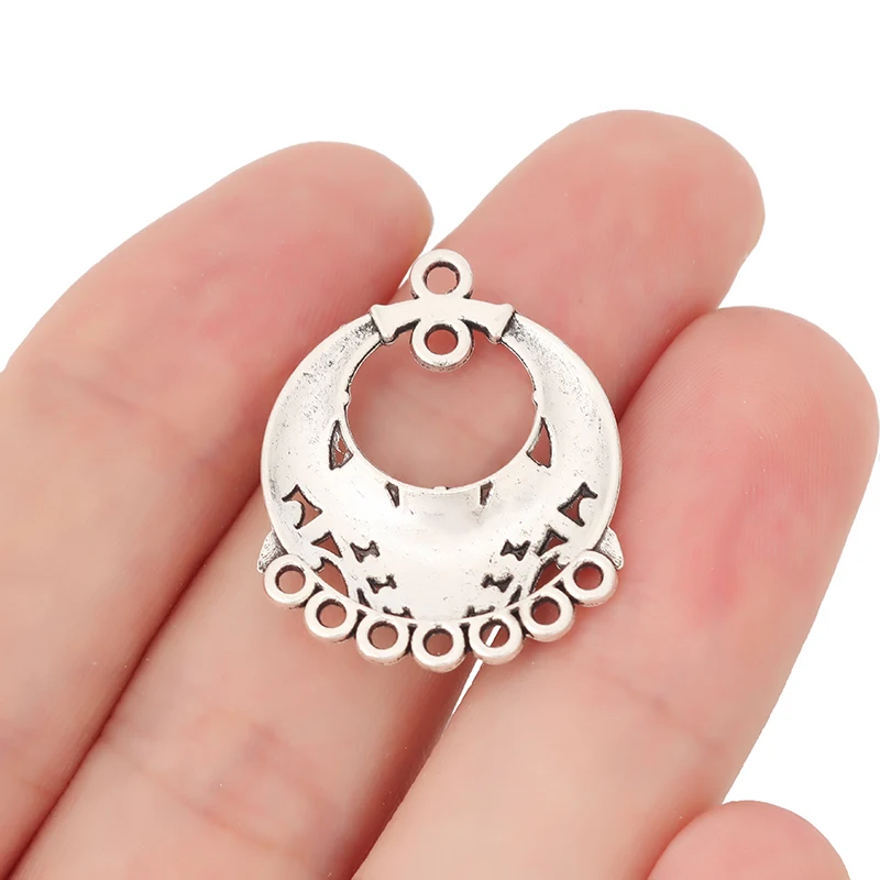 ZXZ 10pcs Tibetan Silver Earring Chandelier Multi Strand Connector Charms Pendants Jewelry Findings