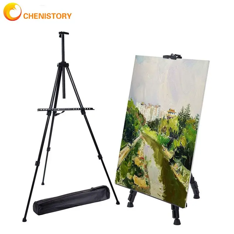 

CHENISTORY Portable Adjustable Metal Sketch Easel Stand Foldable Travel Easel Aluminum Alloy Easel Oil Painting