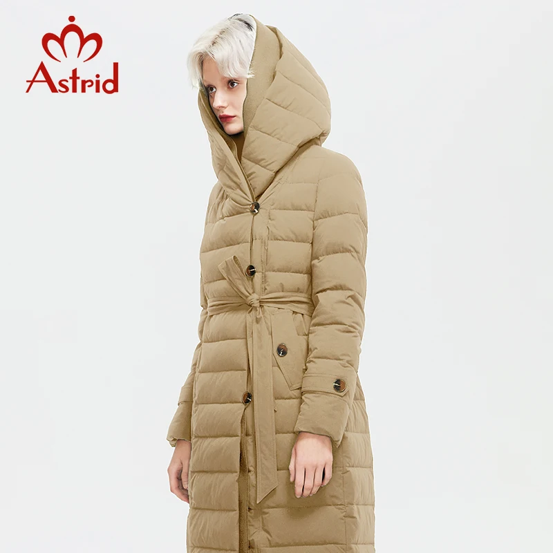 Astrid 2022 Winter Coats Women Oversize Fake Two Piece Long Thick Jacket Female Warm Cotton padded fashion Outwear with a hood