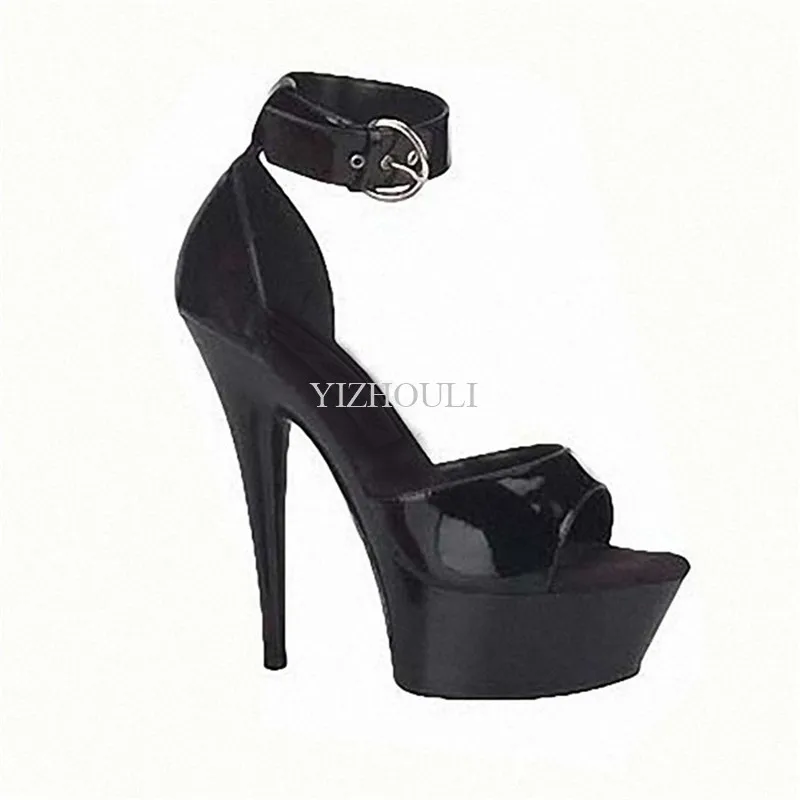 Fashion sexy solid color high heels, catwalk model catwalk model 15 cm high heel sandals