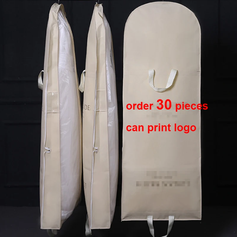 180CM Dustproof Cover Non-Woven Bridal Dress Gown Protection Cover Wedding Dress Garment Bag Storage Bags White Beige Black