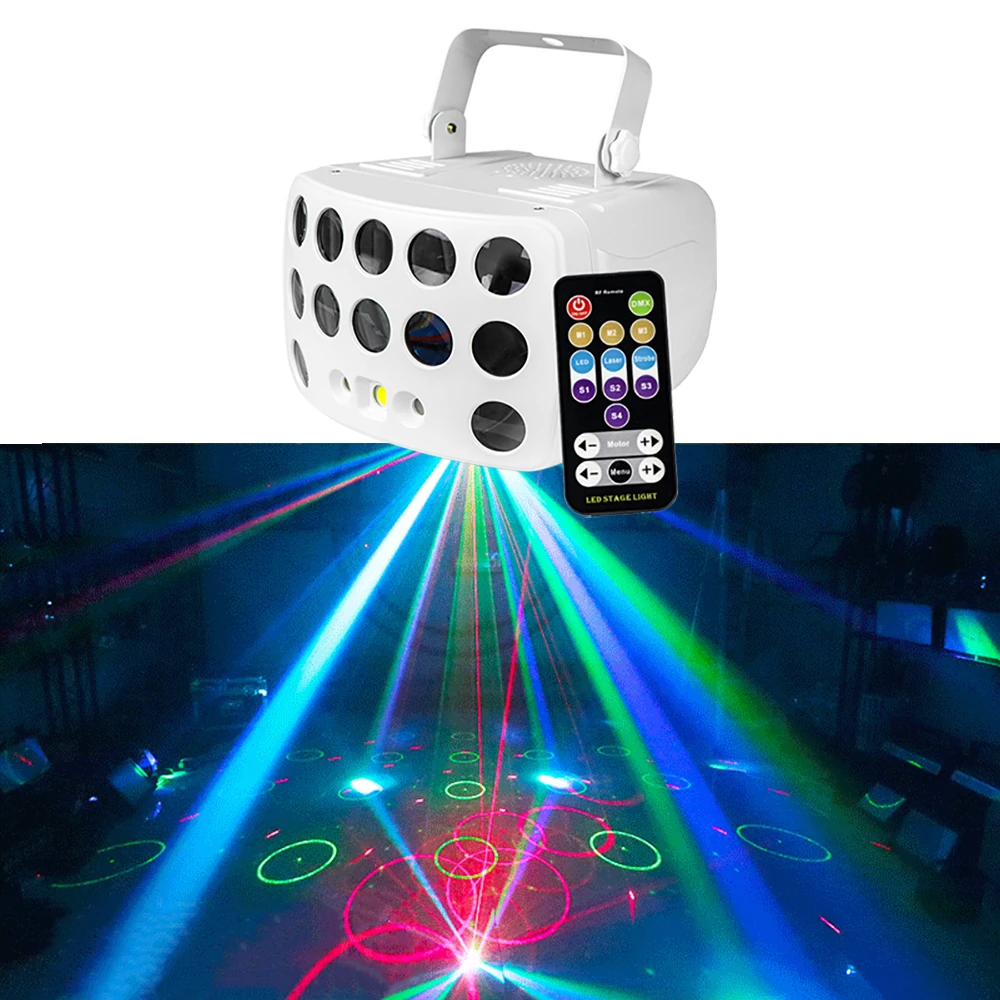 

Pop Strobe Laser Lamp LED DJ Disco Light DMX RGB Remote Control Beam Pop Year Gift For Party Club Dance Stage Lighting Effect