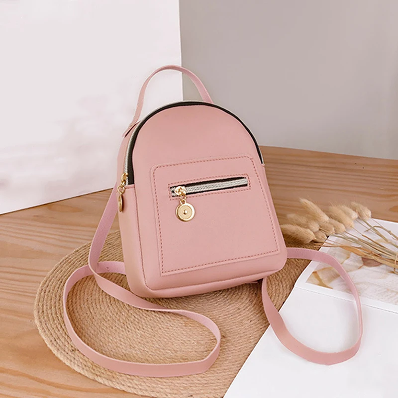 Mini PU Leather Backpack For Teenage Girls Small Size Fashion Leisure Zipper Shoulder Bag Knapsack Mini Female School Backpack