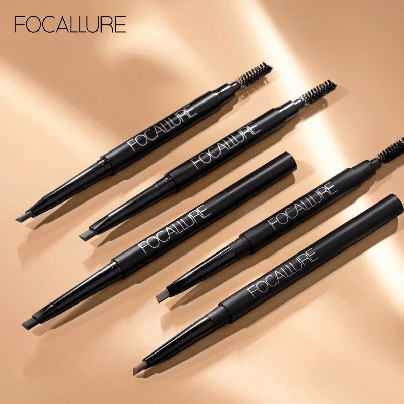 Focallure 3 Colors Eyebrow Pencil New Waterproof Easy to Wear Eye Brow Pen Natural Black Brown Gray Eye Makeup Tools