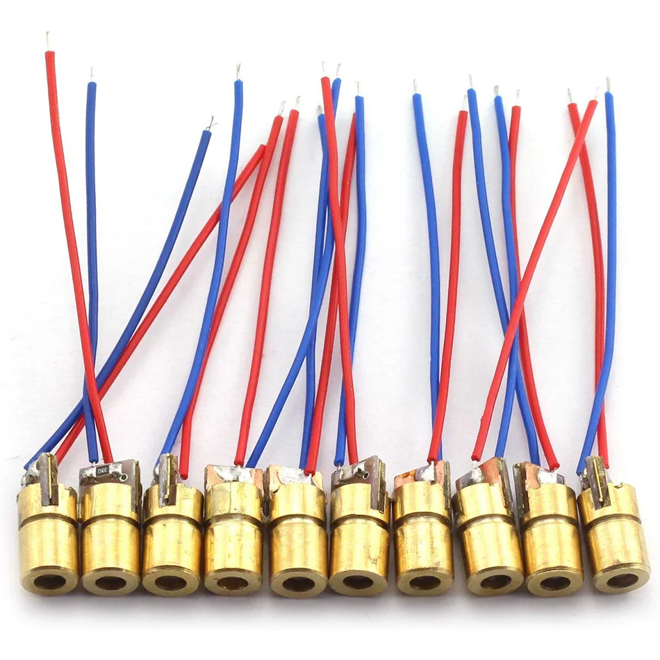 10pcs/lot Adjustable Mini Laser Pointer Diode RED Dot Laser Diod Circuit 3V/5V 5mW 650nm Module Pointer Sight Copper Head