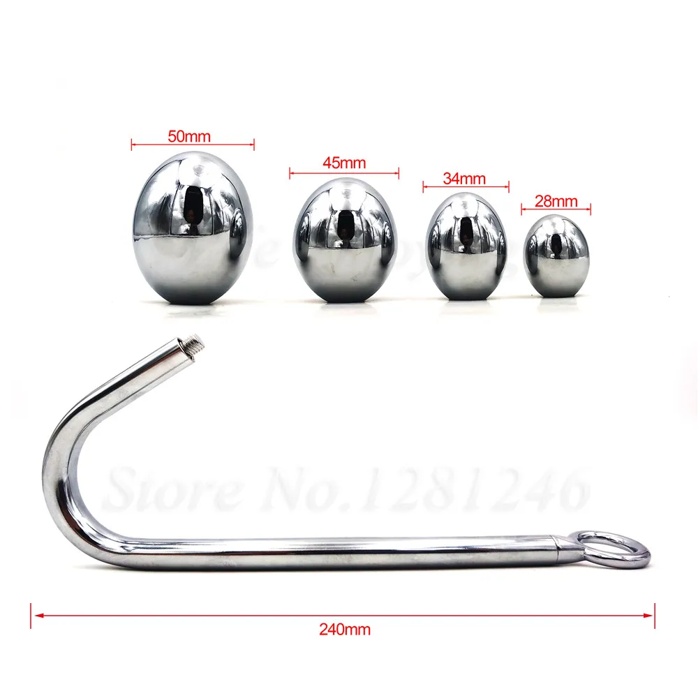 Stainless Steel Anal Dilator Butt Plug Sex Toys for Men Women Anus Hook Rreplaceable Ball Metal Anal Plug Sex Slave Adults BDSM