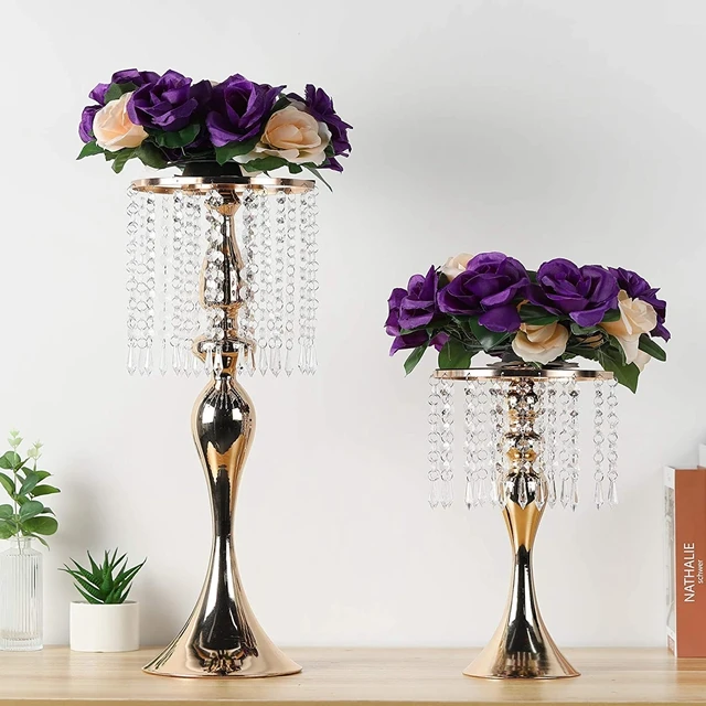 

Acrylic Imitation Crystal Candle Holder Stand Gold/Silver Flower Vase Wedding Centerpiece Lead Road Candlestick for Wedding