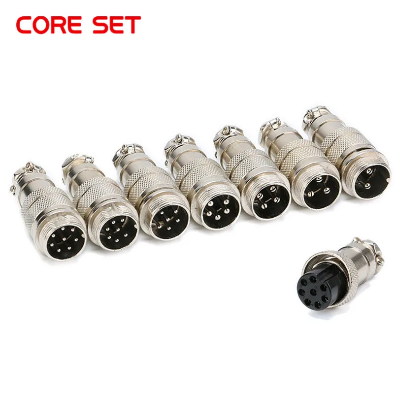 2PCS/set GX16 2/3/4/5/6/7/8/9 Pin Male & Female 16mm Circular Aviation Socket Plug Wire Panel Connector 2PCS=1pcs Male + Female