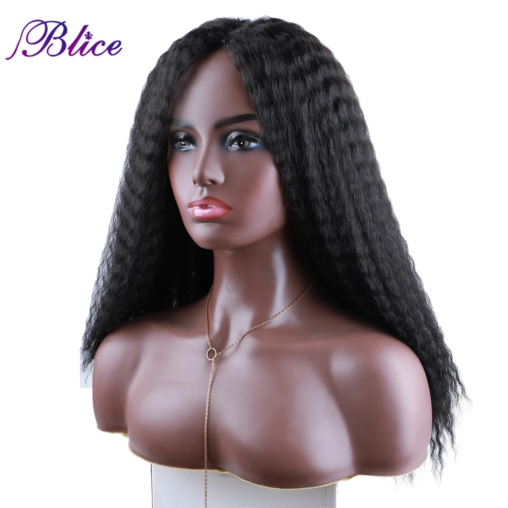 Blice Synthetic Hair Yaki Straight Wig With Natural Hair Line 18 inch Afro Hair Women Wigs Kanekalon Fiber Medium length Wig