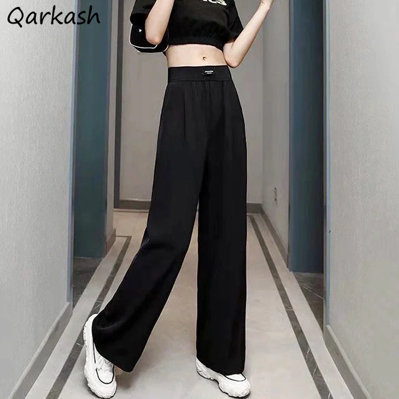 

Casual Pants Women Black Baggy Fashion Mopping Ulzzang High Waist Street BF Style Summer All-match Popular Wide Leg Trouser Chic