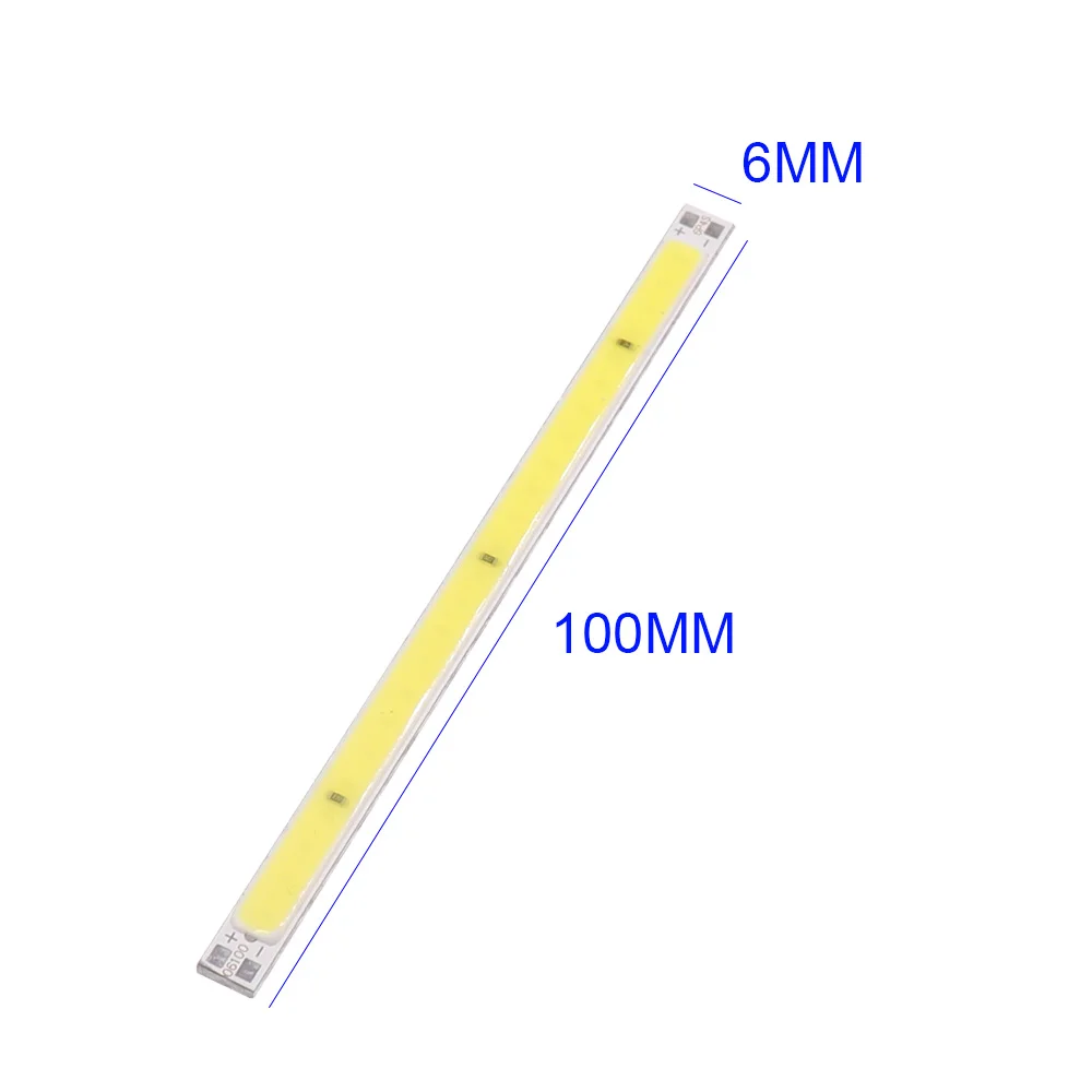 100x6mm RA 80 12V COB LED Light Bar 100mm 10cm Strip Lamp DC12V 2W Warm Cool White for Desklamp Worklamp DIY Car Bulb 6mm Width