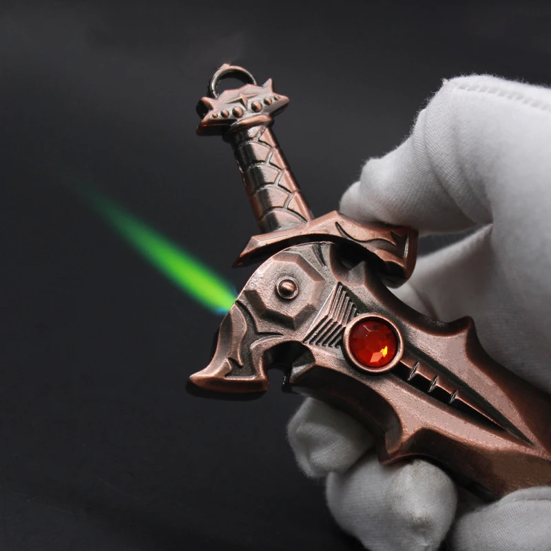 Gas Lighters Personalise Knife Sword Metal Funny Flash Dice Unusual Lighter Smoking Accessories Gadgets for Men
