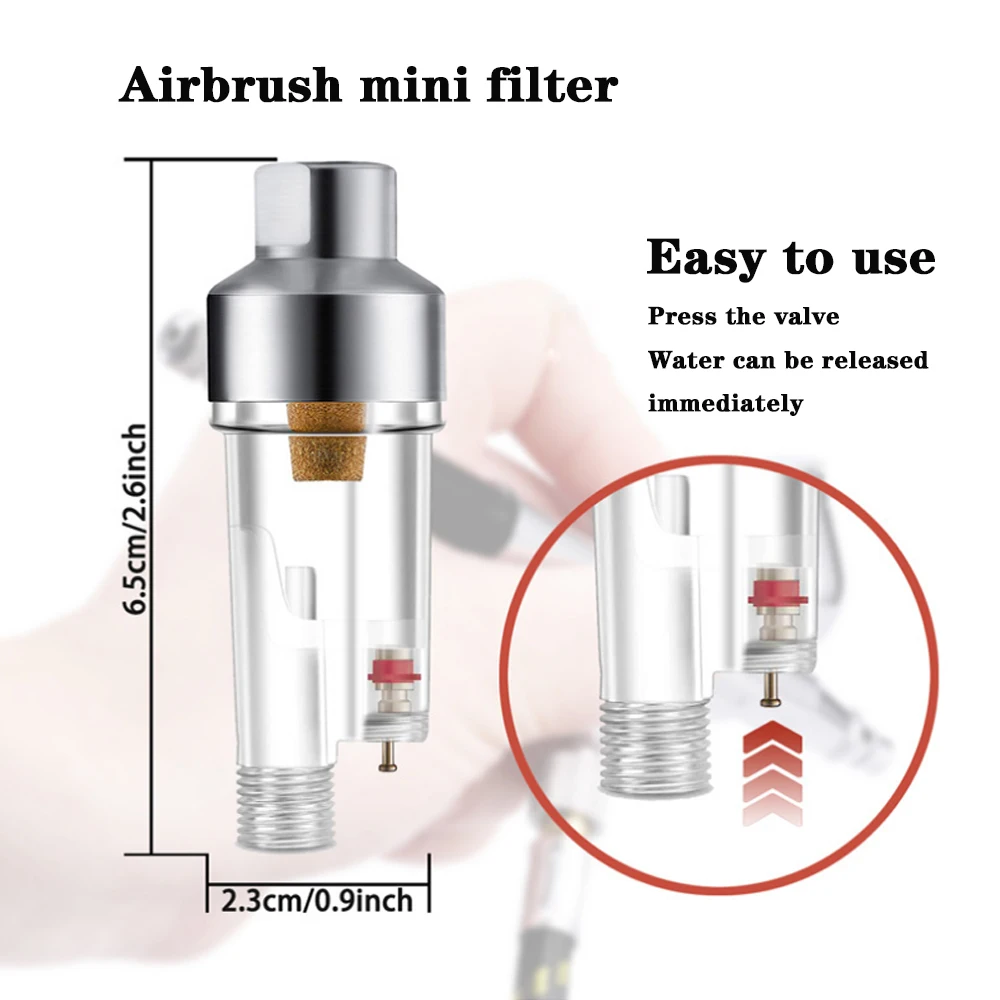 Airbrush Mini Separator wody do dostaw filtr powietrza i pułapka wodna do podłączenia do aerografu i węża z gwintami 1/8"