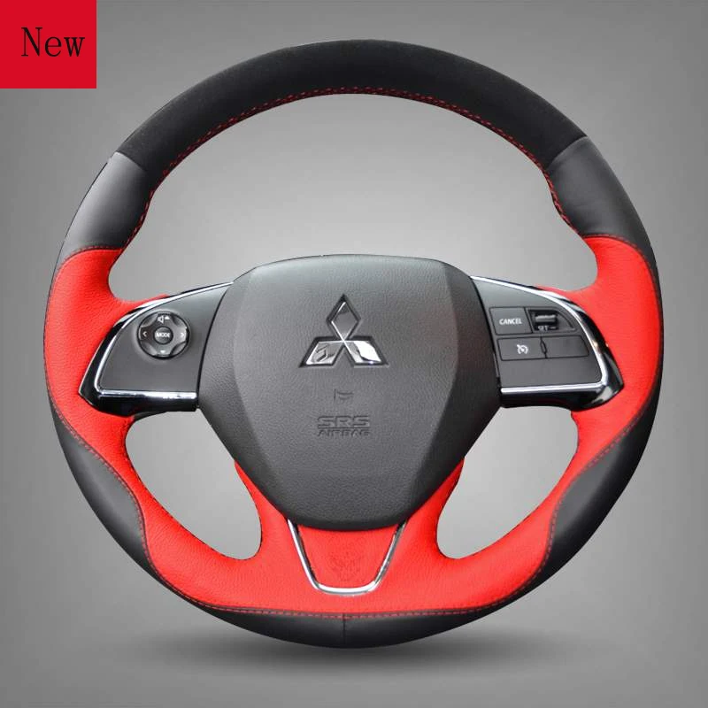 DIY Leather Hand-sewn Car Steering Wheel Cover for Mitsubishi Asx Eclipse Lancer Pajero Sport Outlander Car Accessories