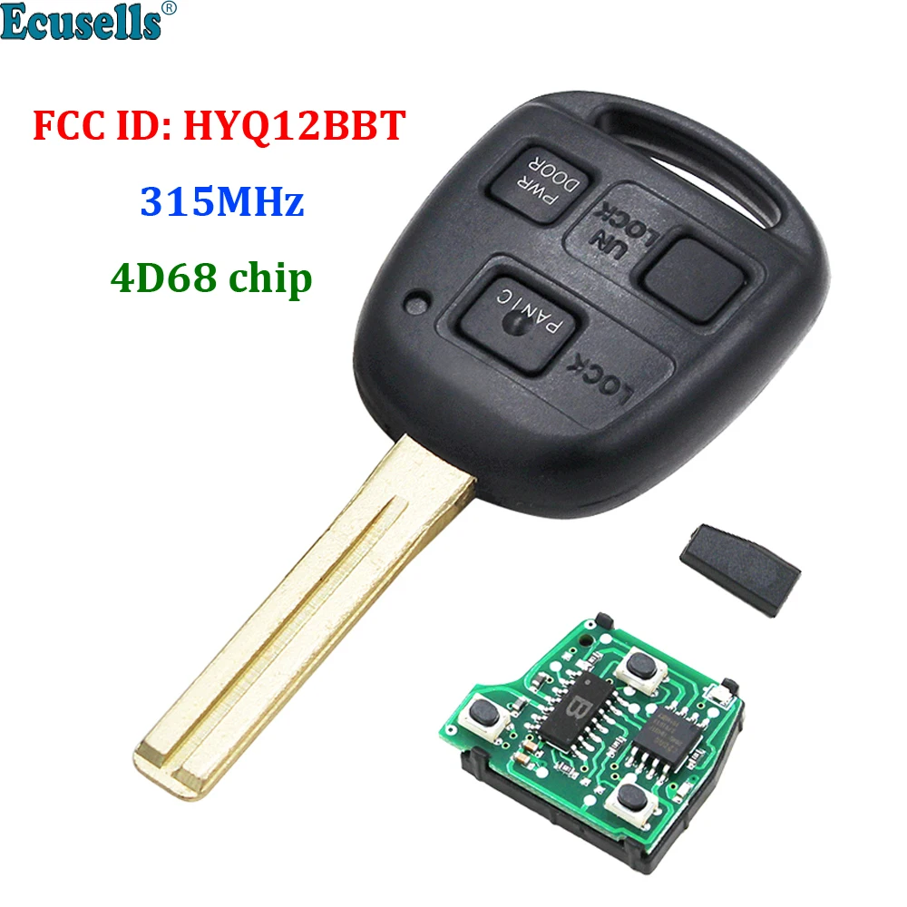 

3 Button Remote Key Fob 4D68 Chip for Lexus RX350 ES330 RX330 RX400h FCC: HYQ12BBT 89785-50030, 89785-50031 TOY48 Uncut