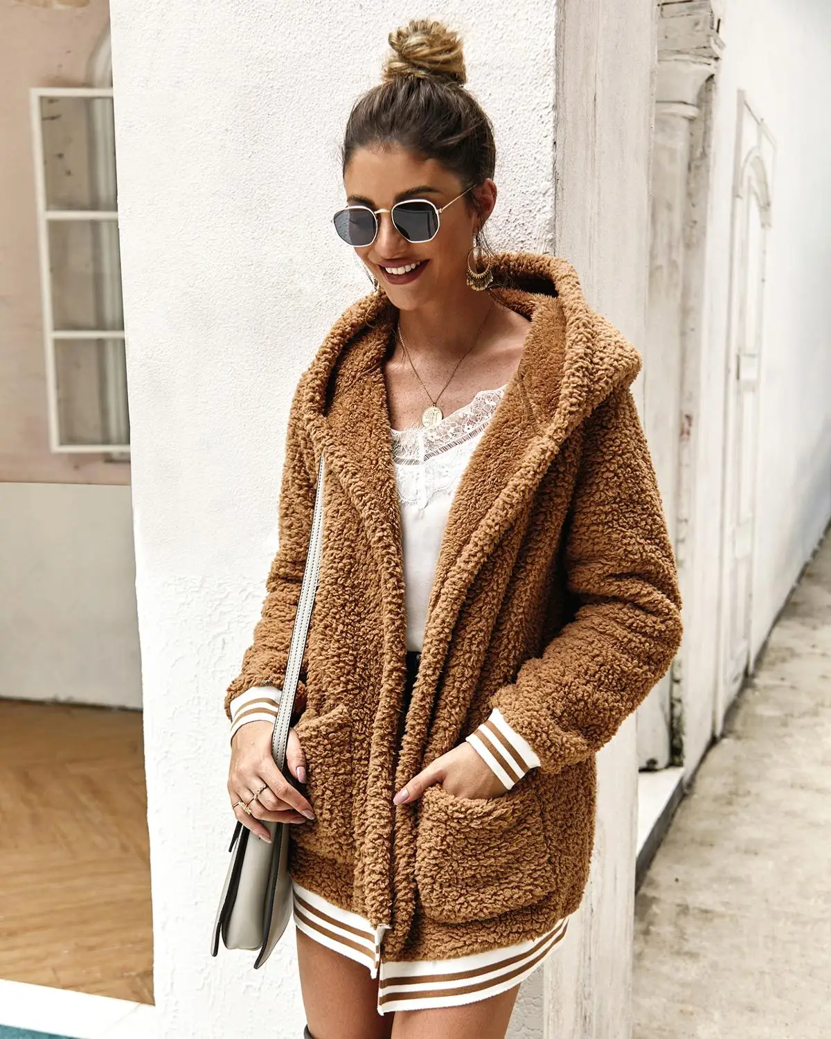 2022 Thick Winter Women Casual Faux Fur Jackets Warm Cardigan Female Teddy Plush Coats Sweatshirt Outerwear Overcoats Streetwear