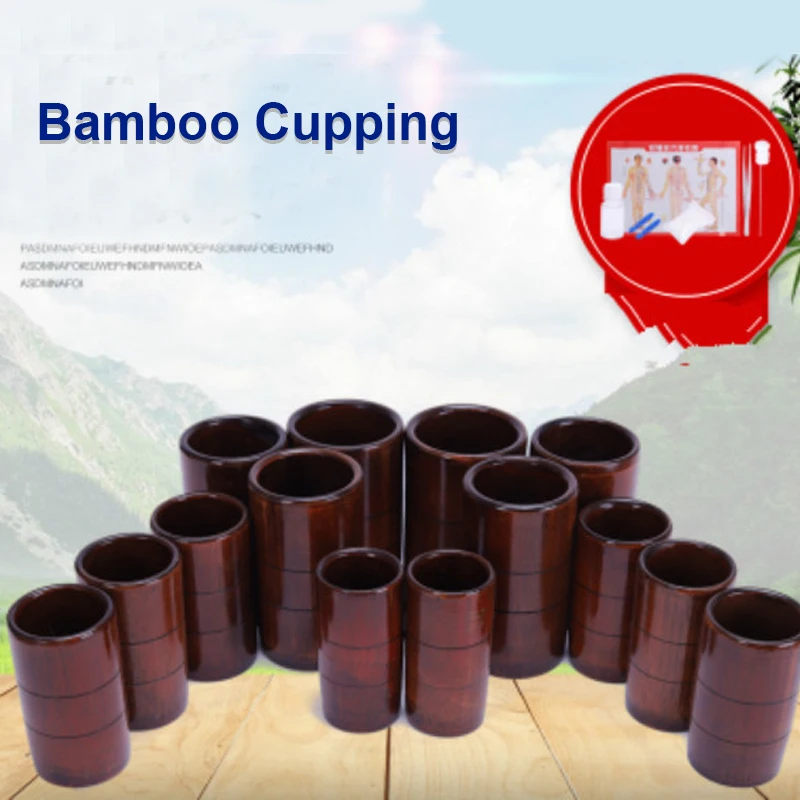 

10/12/14pcs Tradition Chinese Carbonized Bamboo Cupping Wood Cans Suction Tanks Cups Fire Cupping Set Acupuncture Therapy Cups