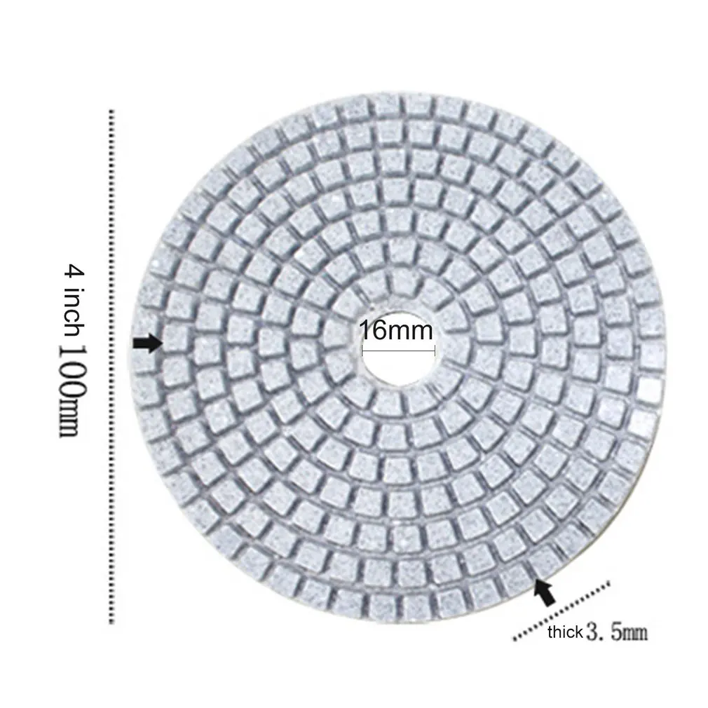 Kit de Tampons de Polissage Diamantés, Support/Sec pour Pierre de Granit, Béton, Marbre, Ensemble de /05/2019 de Meulage, 4 Pouces, 100mm, 10 Pièces