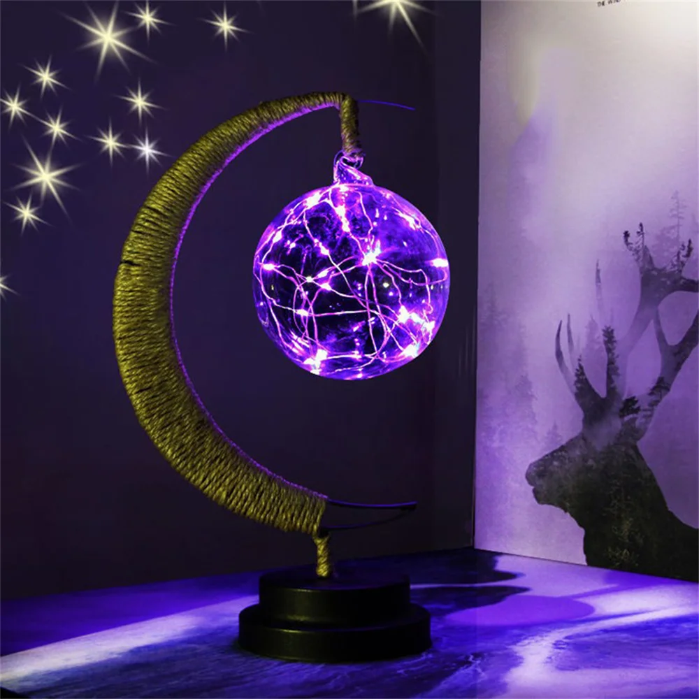 Handmade DIY Moon Sepak Star/Apple/ Takraw Desk Lamp Iron Retro Art Night Light for Wedding New Year Christmas Birthday Gifts