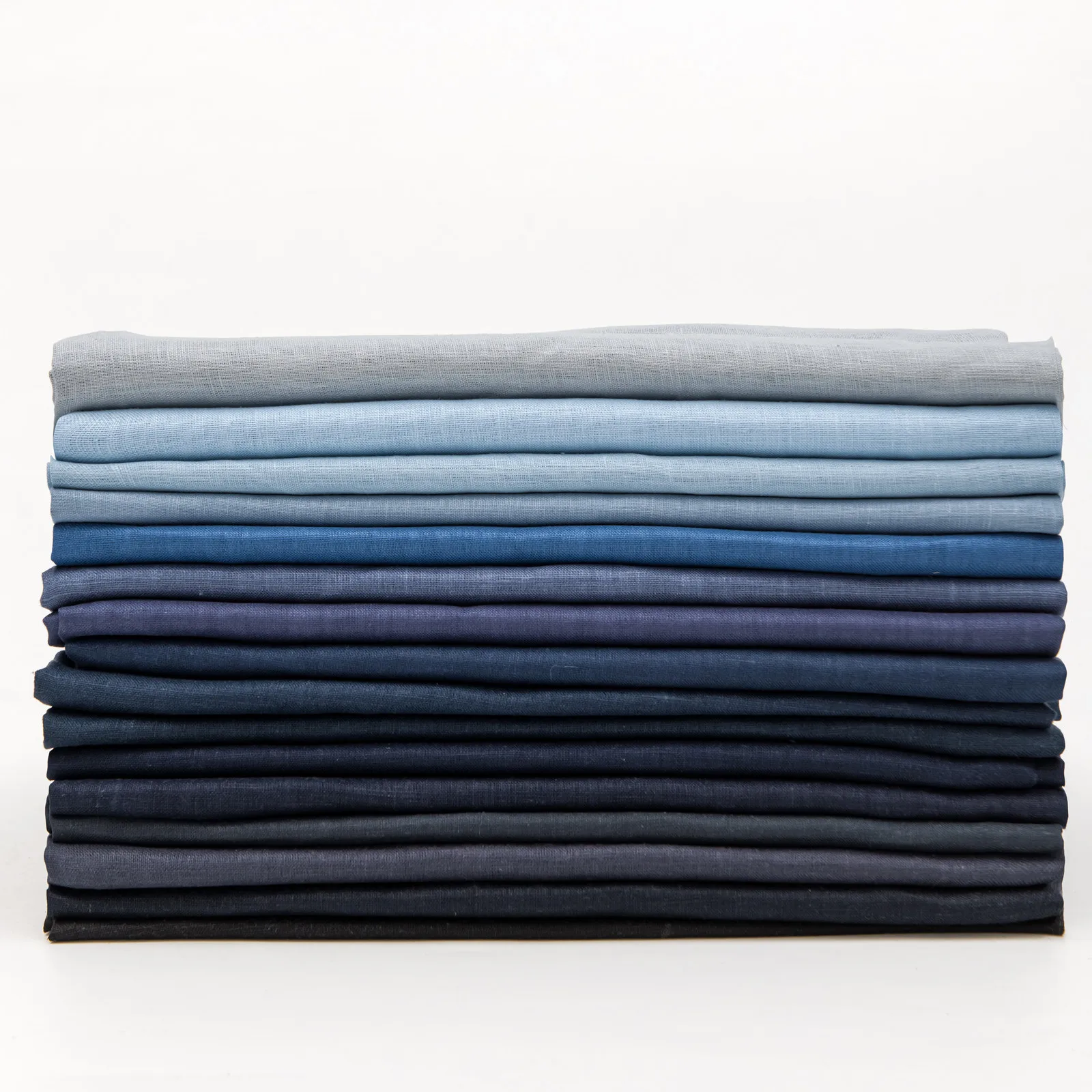 100% Linen Fabric Material For Garments Clothing Sewing Customed For Dress DIY Handmade Pure, Blue Series