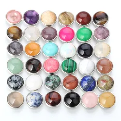 10Pcs Mixed 18MM 100% Natural Stone Snaps Buttons Random Fit DIY Snaps Bracelets Beads Accessories wholesale Charm Women ZF001