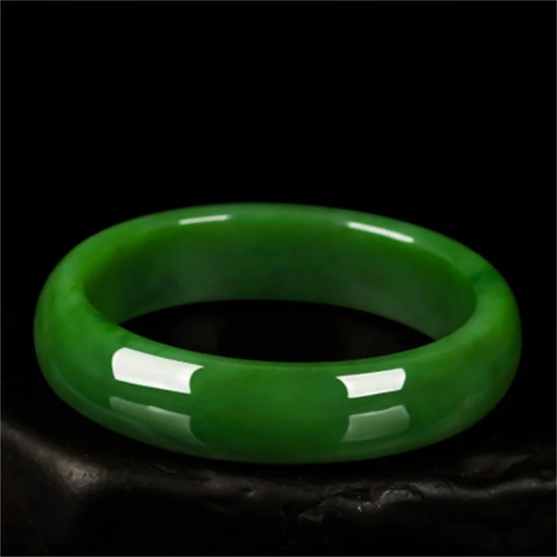 

Hot selling natural hand-carved Hetian Jasper Spinach Green jade Bangle52-66mm fashion Accessories Men Women Luck Gifts