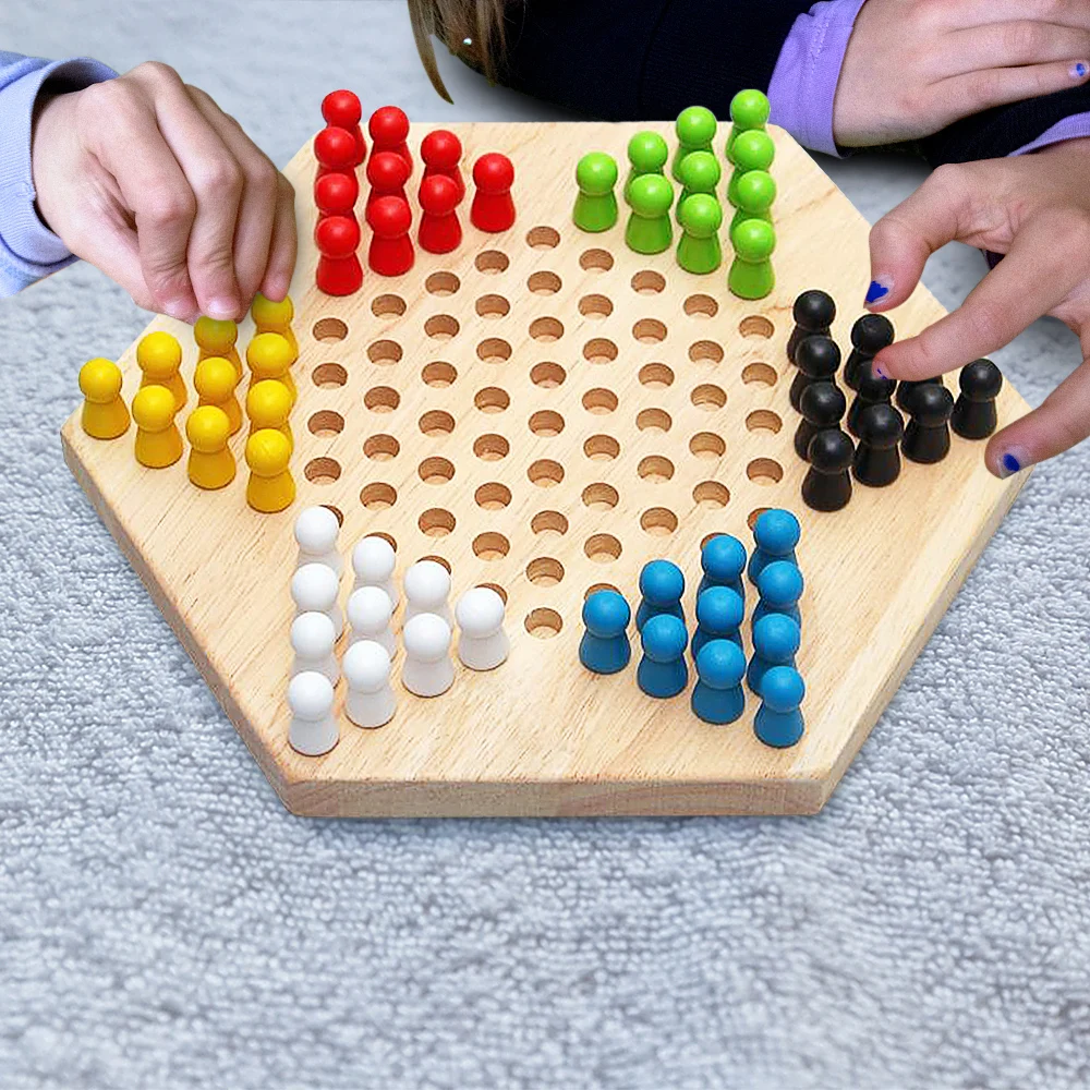 Children Wooden Toys Games Kids Wood Chinese Portable Jump Checkers Kids Educational Toys Outdoor Funny Boys Girl Gifts