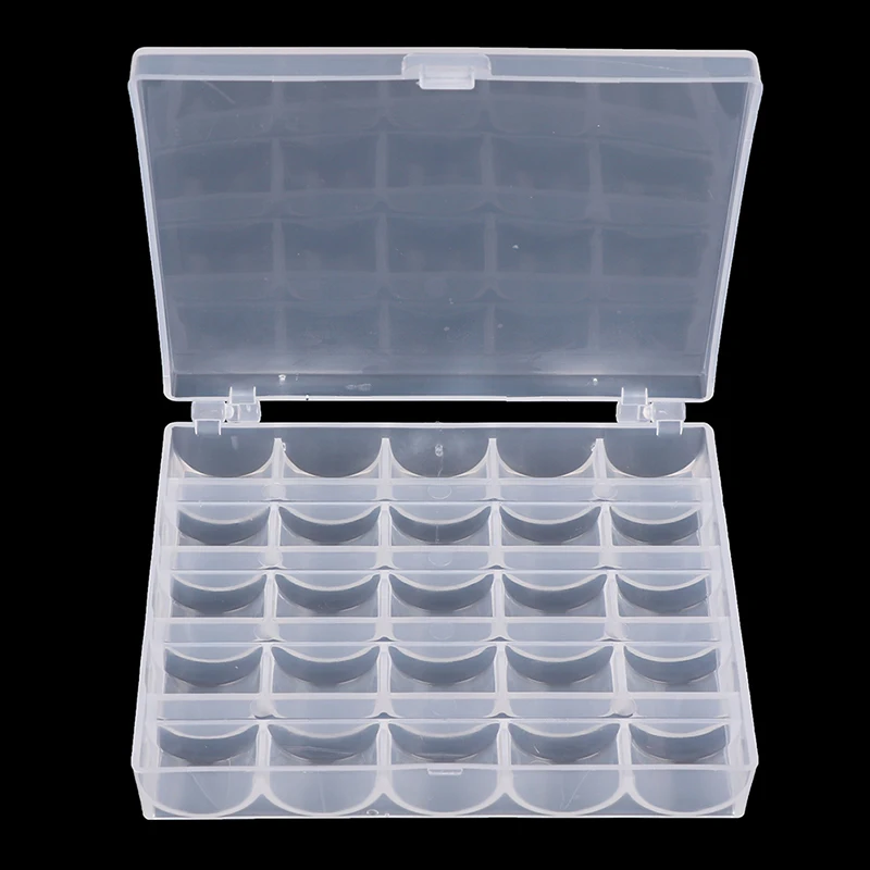 25/36Pcs New Clear Sewing Machine Bobbins Spools Empty Bobbins Spools Plastic Storage Box For Home Sewing Tools