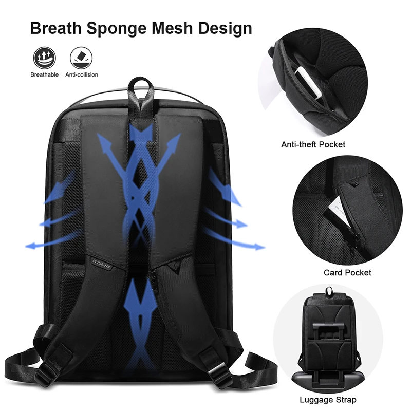 Heroic Knight Men Business Backpack 15.6 inch Laptop Bag Anti Theft Travel Waterproof USB Charging School Leisure Backpack