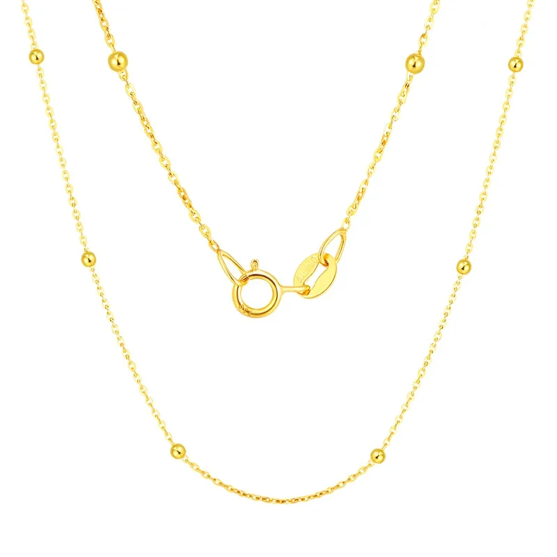 

New 18K Yellow Gold Necklace AU750 Gold Full Star Link Chain Necklace