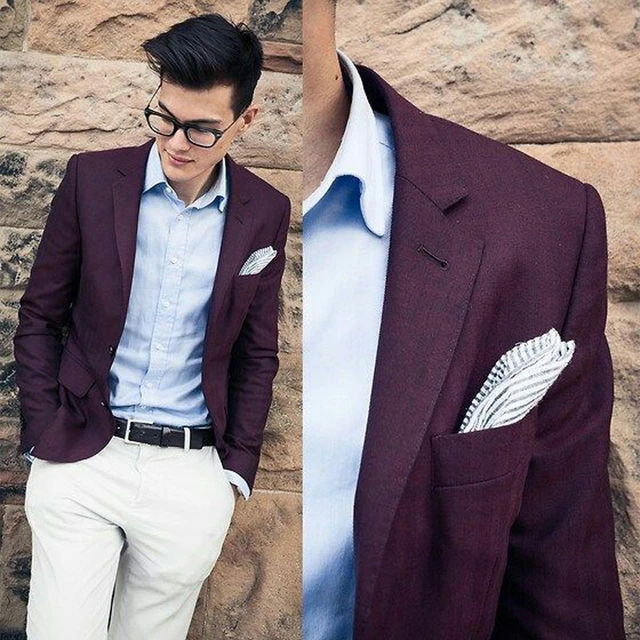 Casual Burgundy Jacket Suits Men 2019 Business Blazer Trajes Hombre Man Outfits Costume Homme Slim Fit Terno Masculino Suits AliExpress