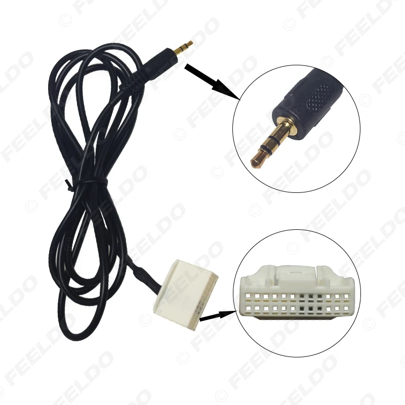 FEELDO Car 24Pin Aux Line 3.5mm Male Audio MP3 AUX-in Adapter For Subaru Outback Legacy Audio In-put AUX Connector Cable