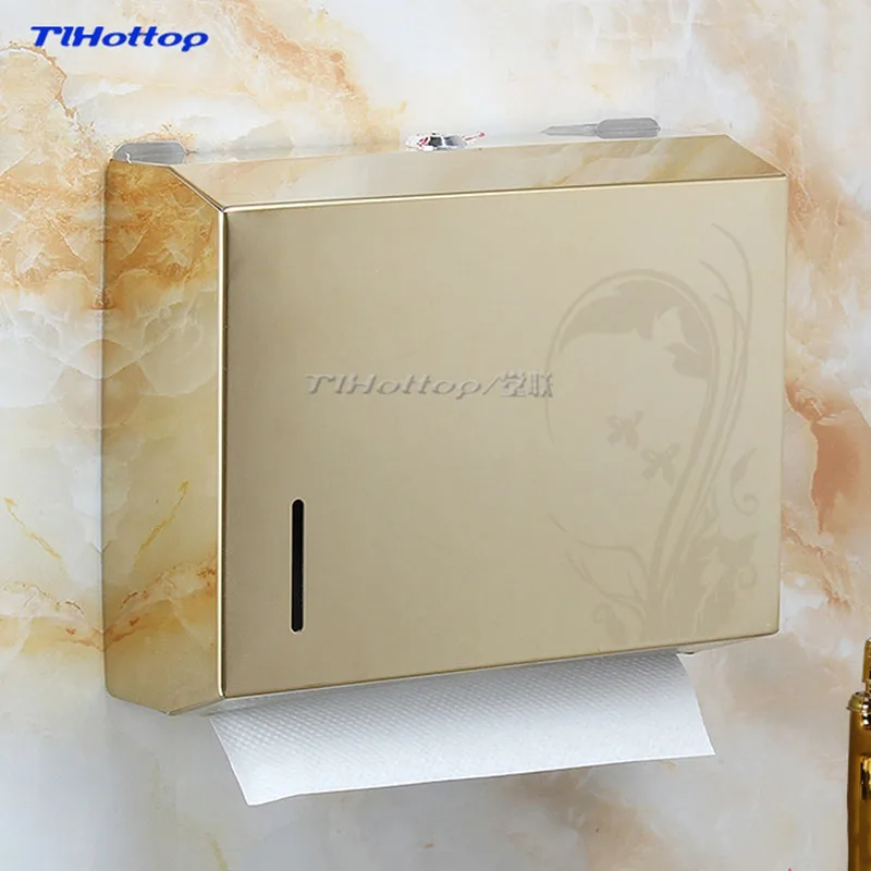 262*205*83mm Stainless Steel Manual Holder Dispenser Paper Towel Rack Butterfly Crown Gold Blue YH8013