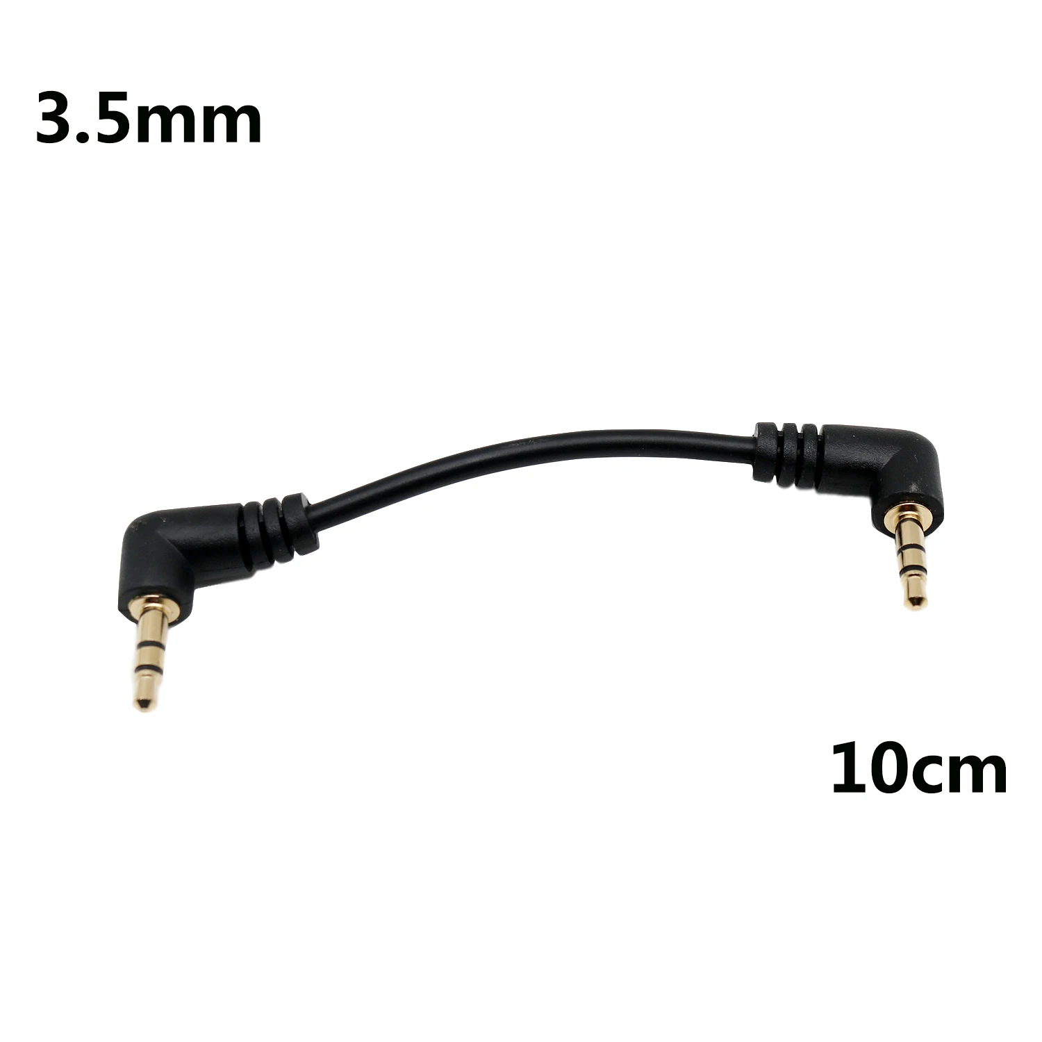 Short 10cm Gold Plated 90 Degree 3.5mm Male Right Angle to Male Right Angled Audio Stereo Jack Plug Car Aux Auxiliary 3-Pole TRS