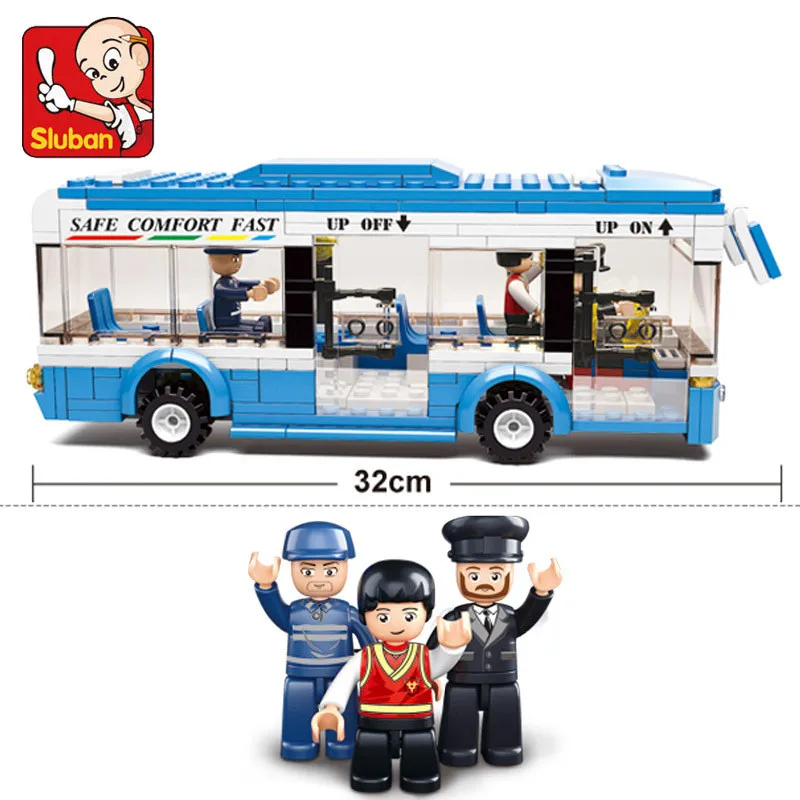 235PCS City Passenger Bus Single-Deck Public Car Sets Figures Model Building Blocks Kit Educational Toys For Children