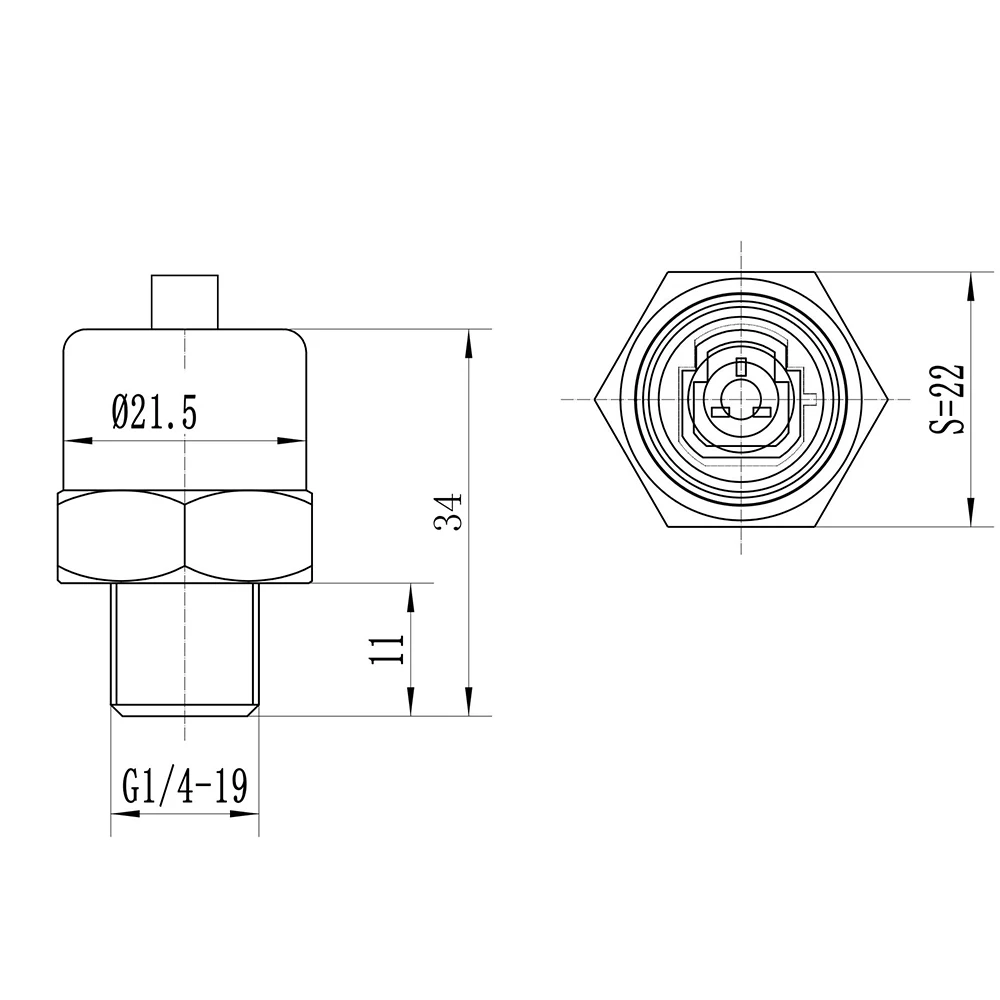 Drucksensor-Sender für Wasser, Öl, Kraftstoff, Gas, Luft, G1/4, 5 V, Keramiksensor, Edelstahl, 0,5 MPa, 1,2 MPa Wandler