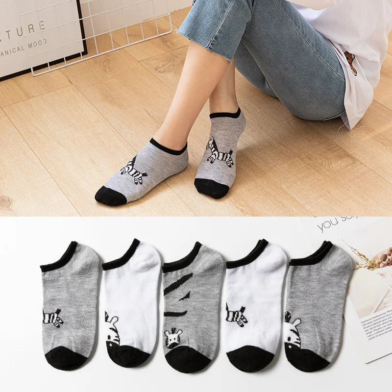 

5 Pairs Fashion Animal Series Casual Sport Socks For Kids Cute Cartoon Bear Cotton Ankle Socks