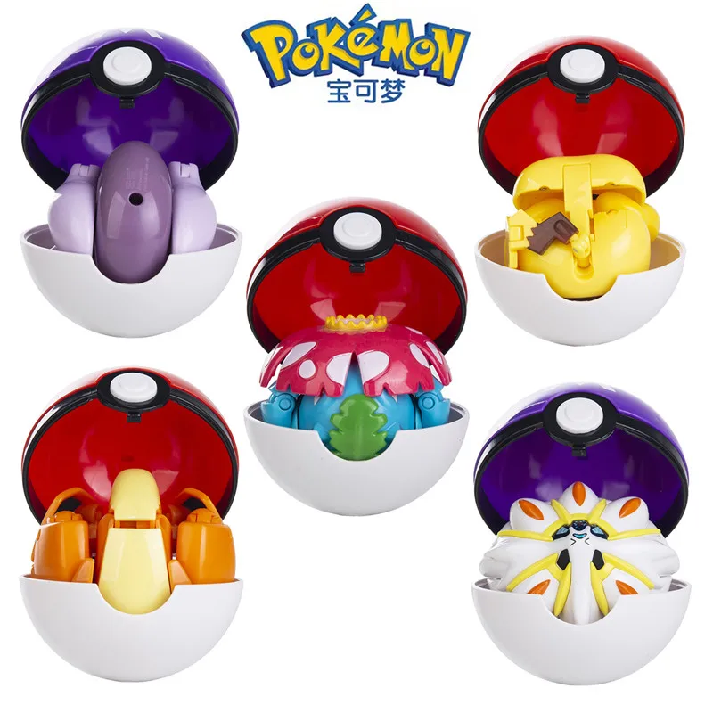 Pokemon Figuren Echte Originele Doos Pikachu Mewtwo Charizard Pocket Monster Pokeball Action Vervorming Speelgoed Model Childre Gift