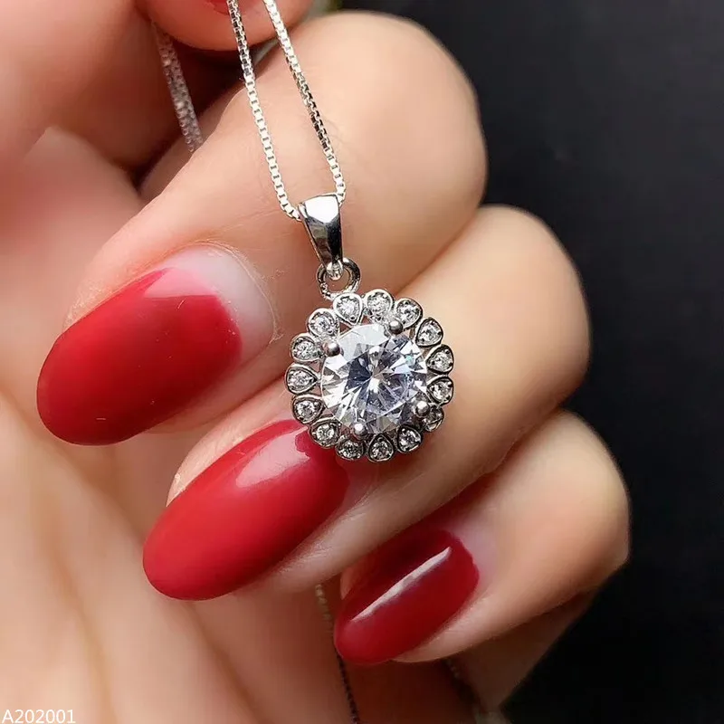 

KJJEAXCMY Fine Jewelry Women's Miss Female Pendant Necklace 925 Sterling Silver and 2.0 Carat and Mossanne Diamonds Round New