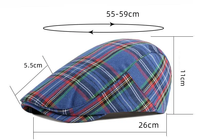 Fashion Fine Stripe Lattice red beret Hat Women Men Spring Summer Plaid Visors Red Green Blue Duckbill Herringbone Flat Cap